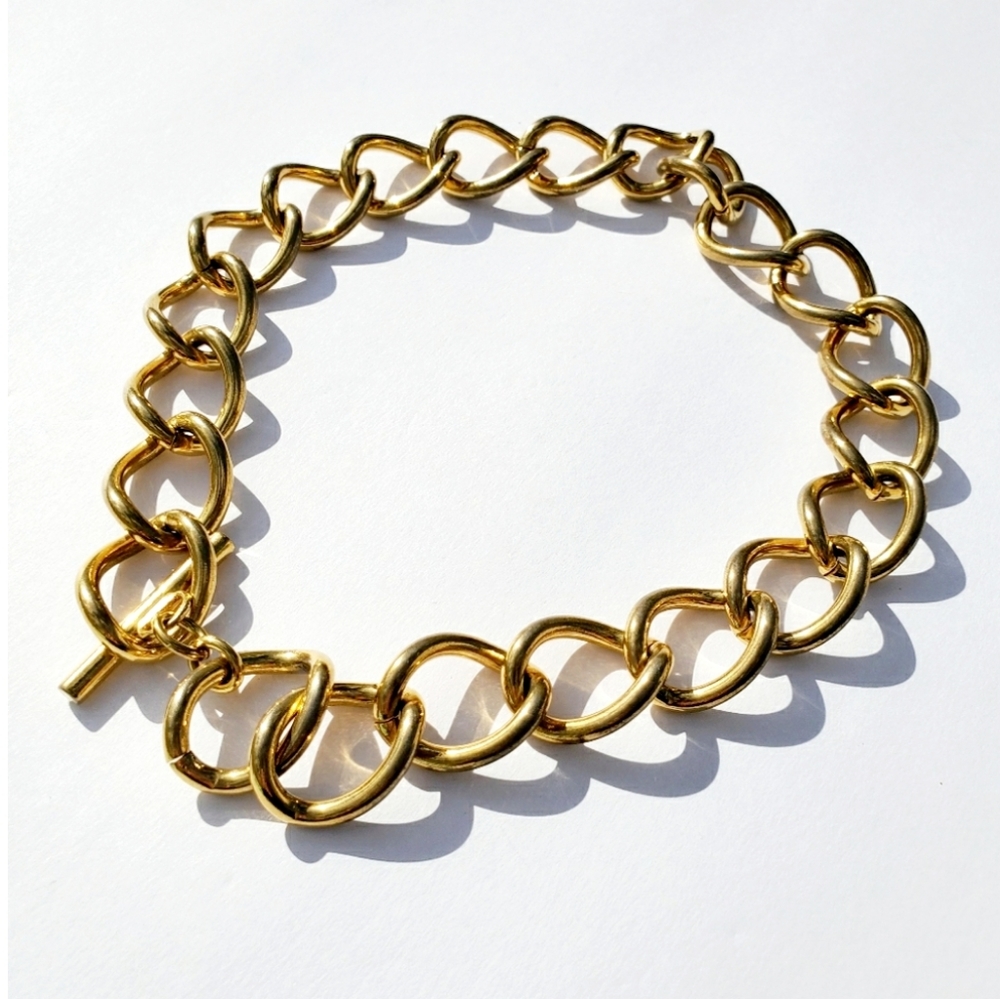 Vintage Boho Gold Tone Twisted Link Chain Necklace